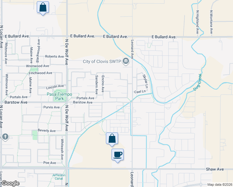 map of restaurants, bars, coffee shops, grocery stores, and more near 3730 Portals Avenue in Clovis