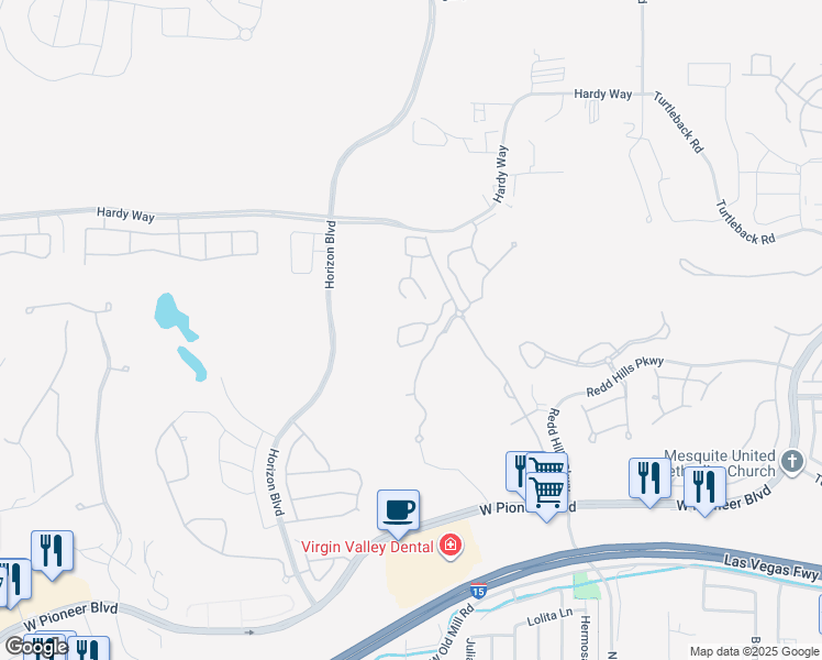 map of restaurants, bars, coffee shops, grocery stores, and more near 780 Villa La Paz Drive in Mesquite
