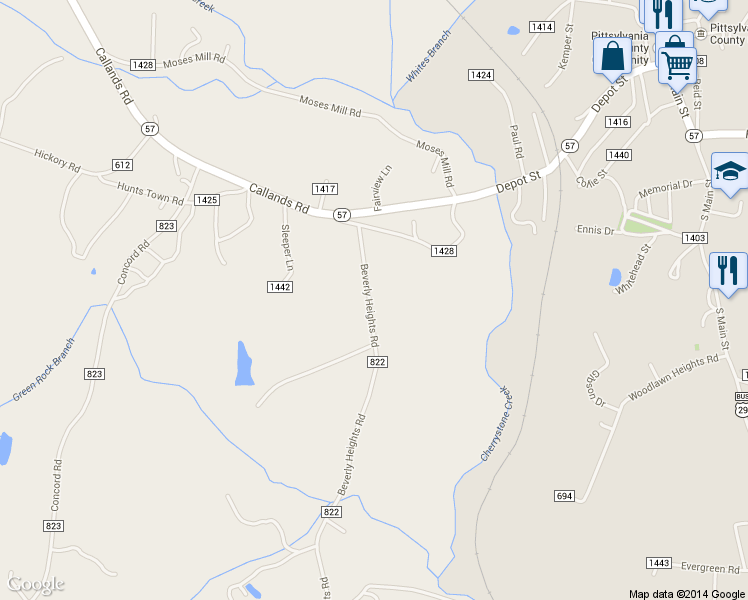 map of restaurants, bars, coffee shops, grocery stores, and more near 289 Beverly Heights Road in Chatham