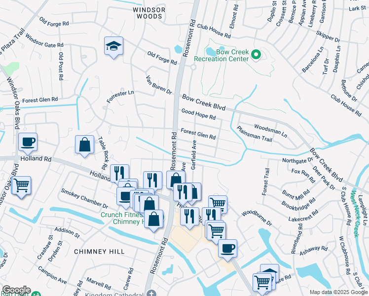 map of restaurants, bars, coffee shops, grocery stores, and more near 3548 Dana Lane in Virginia Beach