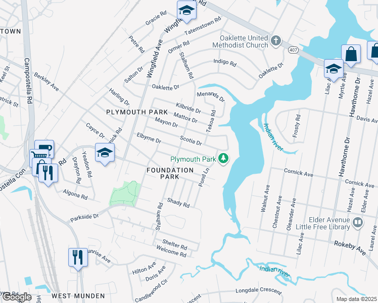 map of restaurants, bars, coffee shops, grocery stores, and more near 3006 Scotia Drive in Chesapeake