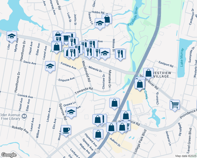 map of restaurants, bars, coffee shops, grocery stores, and more near 1016 Emporia Avenue in Virginia Beach