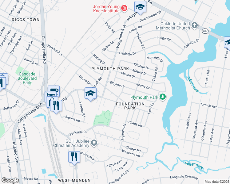 map of restaurants, bars, coffee shops, grocery stores, and more near 2906 Elbyrne Court in Chesapeake