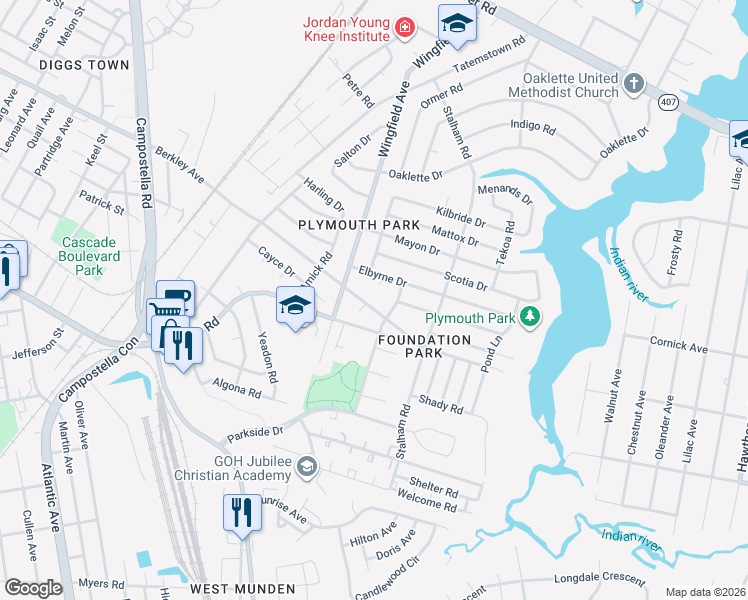 map of restaurants, bars, coffee shops, grocery stores, and more near 2906 Elbyrne Court in Chesapeake