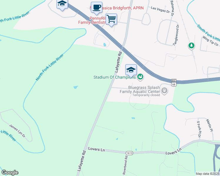 map of restaurants, bars, coffee shops, grocery stores, and more near 4496 Lafayette Road in Hopkinsville