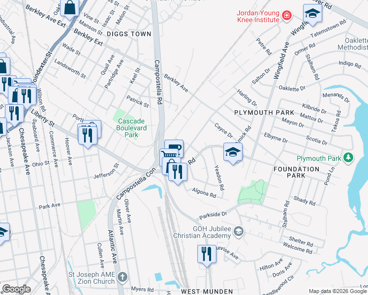 map of restaurants, bars, coffee shops, grocery stores, and more near 1013 Ruritan Boulevard in Chesapeake