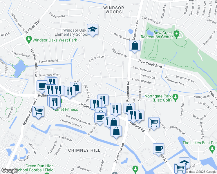 map of restaurants, bars, coffee shops, grocery stores, and more near 3704 Arthur Avenue in Virginia Beach