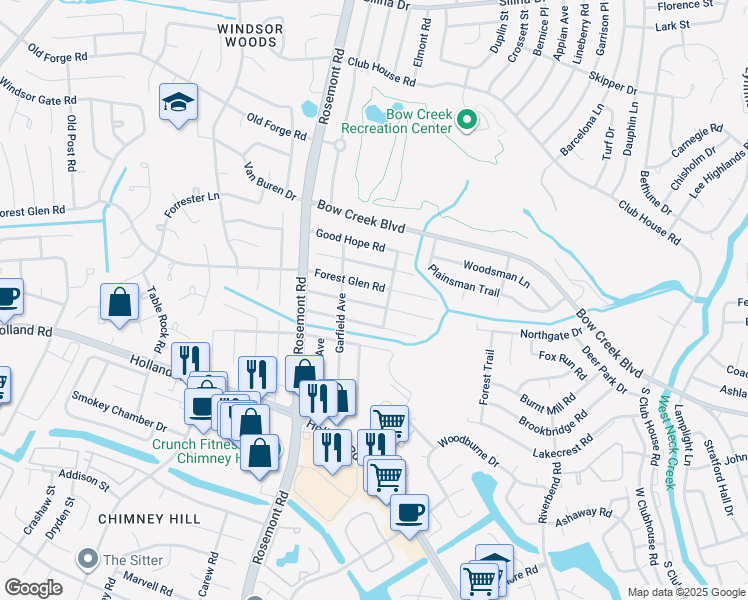 map of restaurants, bars, coffee shops, grocery stores, and more near 3508 Dana Lane in Virginia Beach