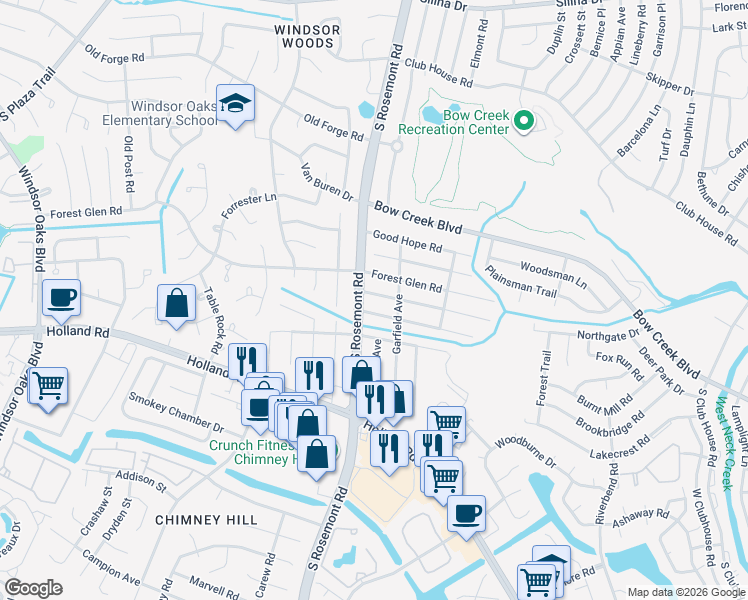 map of restaurants, bars, coffee shops, grocery stores, and more near 3548 Dana Lane in Virginia Beach