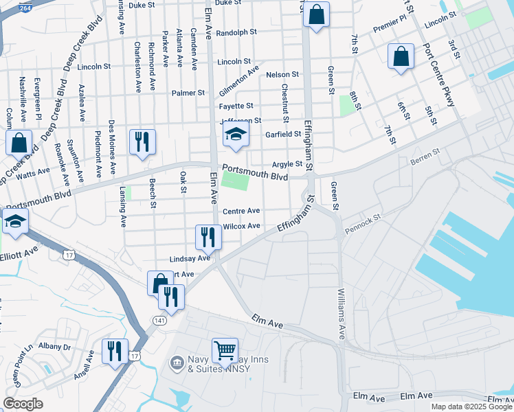 map of restaurants, bars, coffee shops, grocery stores, and more near 1006 Centre Avenue in Portsmouth