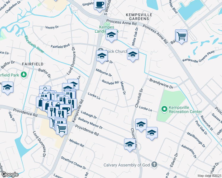 map of restaurants, bars, coffee shops, grocery stores, and more near 5116 Hemlock Avenue in Virginia Beach