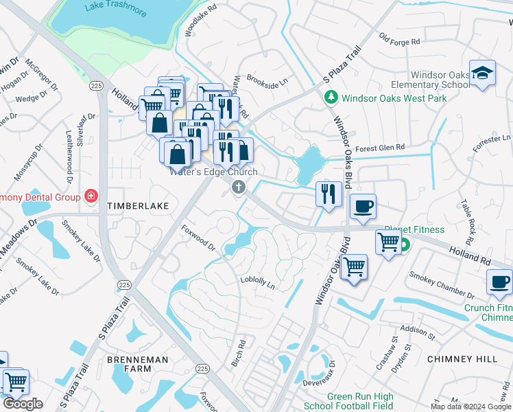 map of restaurants, bars, coffee shops, grocery stores, and more near 646 Waters Drive in Virginia Beach