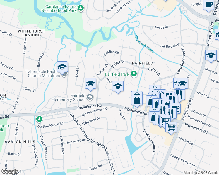 map of restaurants, bars, coffee shops, grocery stores, and more near 740 Largo Drive in Virginia Beach
