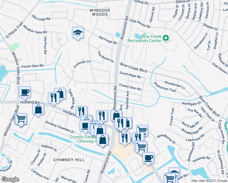 map of restaurants, bars, coffee shops, grocery stores, and more near 665 South Rosemont Road in Virginia Beach