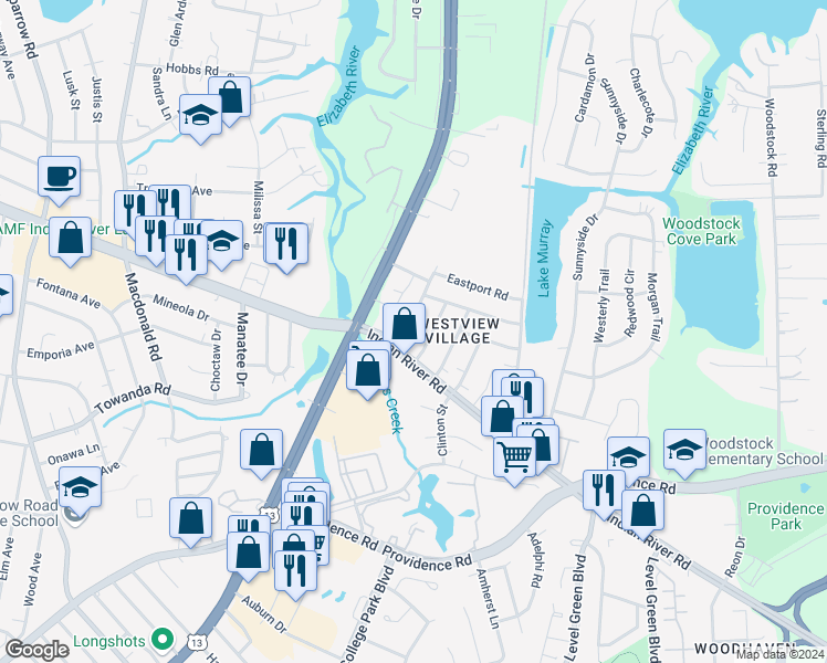 map of restaurants, bars, coffee shops, grocery stores, and more near 728 Arvin Road in Virginia Beach