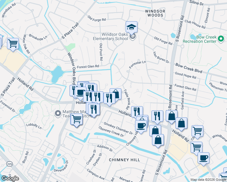 map of restaurants, bars, coffee shops, grocery stores, and more near 3828 Bent Branch Drive in Virginia Beach