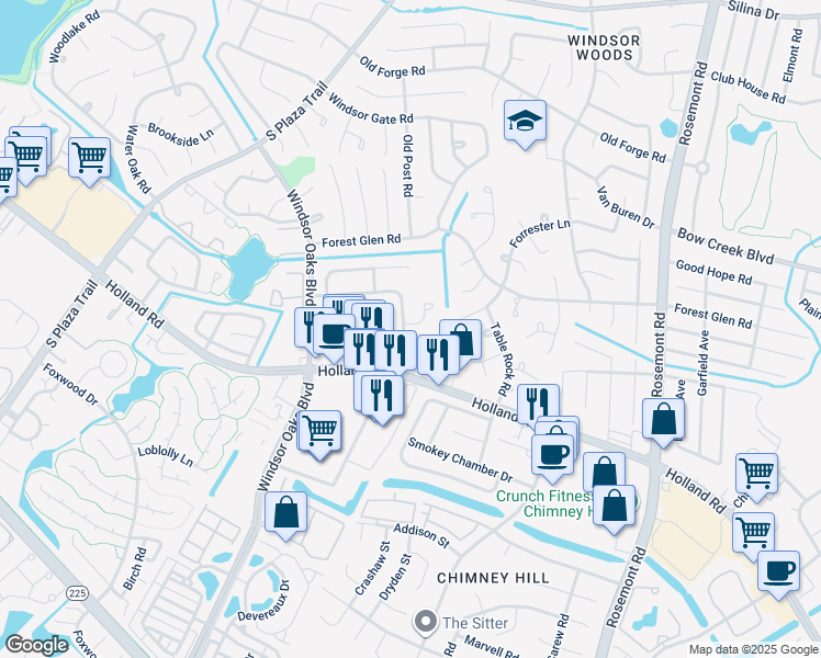 map of restaurants, bars, coffee shops, grocery stores, and more near 644 Governors Way in Virginia Beach