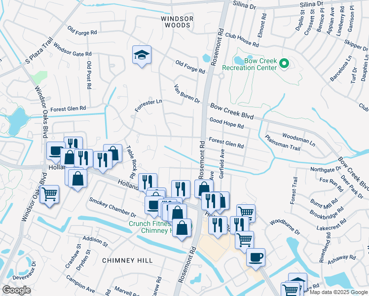 map of restaurants, bars, coffee shops, grocery stores, and more near 674 Forest Glen Court in Virginia Beach