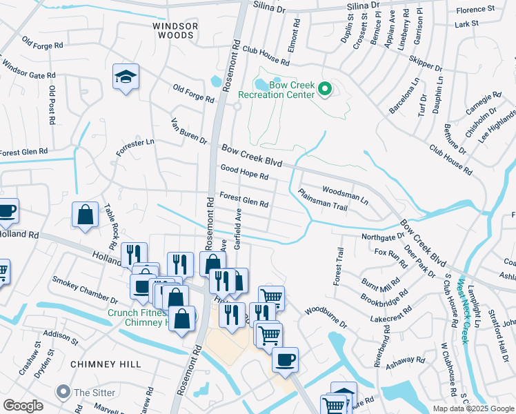 map of restaurants, bars, coffee shops, grocery stores, and more near 3517 Forest Glen Road in Virginia Beach