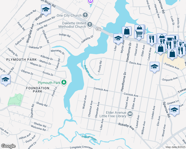 map of restaurants, bars, coffee shops, grocery stores, and more near 1241 Davis Avenue in Chesapeake