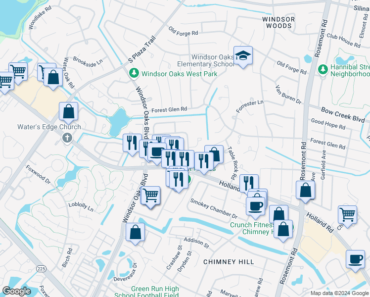 map of restaurants, bars, coffee shops, grocery stores, and more near 3780 Counselor Lane in Virginia Beach