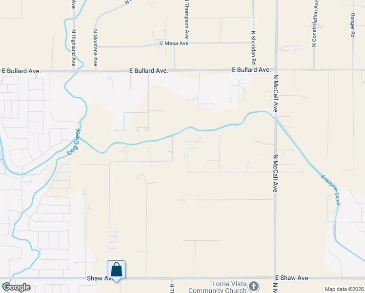 map of restaurants, bars, coffee shops, grocery stores, and more near 5603 North Thompson Avenue in Clovis