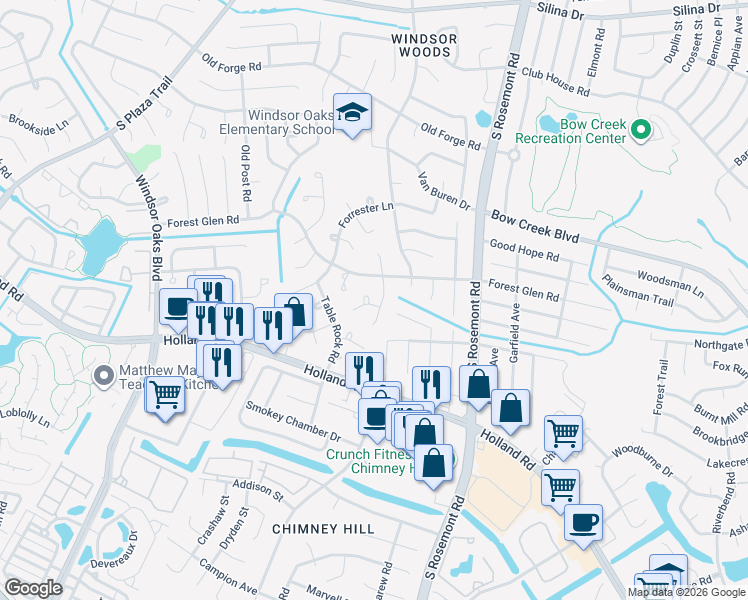 map of restaurants, bars, coffee shops, grocery stores, and more near 3700 Pine Grove Lane in Virginia Beach