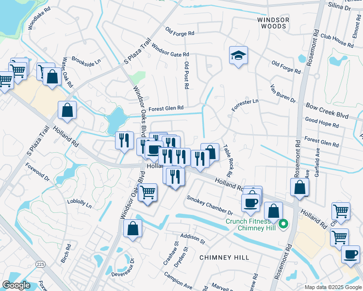 map of restaurants, bars, coffee shops, grocery stores, and more near 653 Governors Way in Virginia Beach