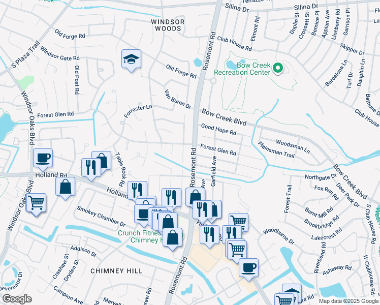 map of restaurants, bars, coffee shops, grocery stores, and more near 665 South Rosemont Road in Virginia Beach