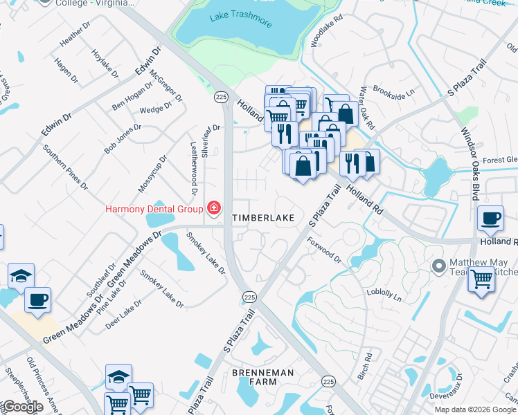 map of restaurants, bars, coffee shops, grocery stores, and more near in Virginia Beach