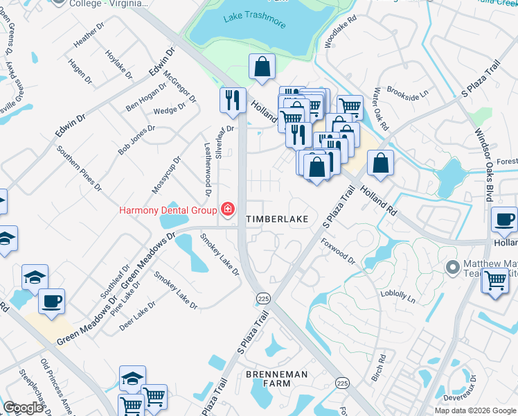 map of restaurants, bars, coffee shops, grocery stores, and more near 1492 South Independence Boulevard in Virginia Beach