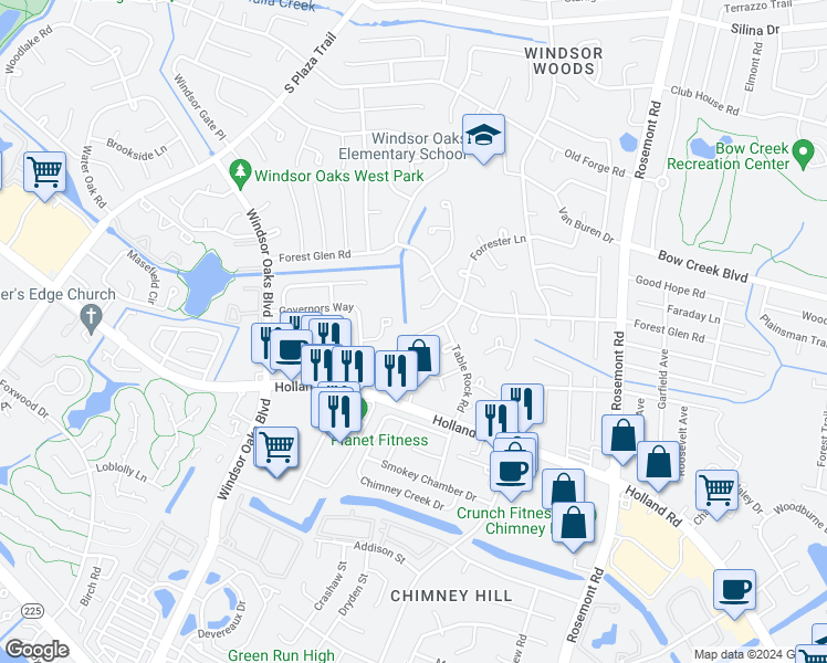 map of restaurants, bars, coffee shops, grocery stores, and more near 3828 Forrester Lane in Virginia Beach