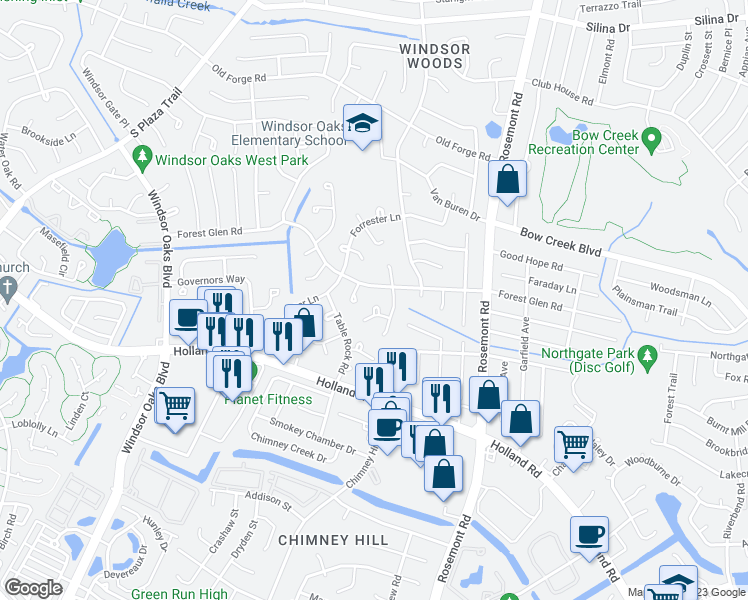 map of restaurants, bars, coffee shops, grocery stores, and more near 3708 Pine Grove Lane in Virginia Beach