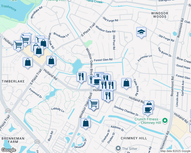 map of restaurants, bars, coffee shops, grocery stores, and more near 624 Chancery Square in Virginia Beach