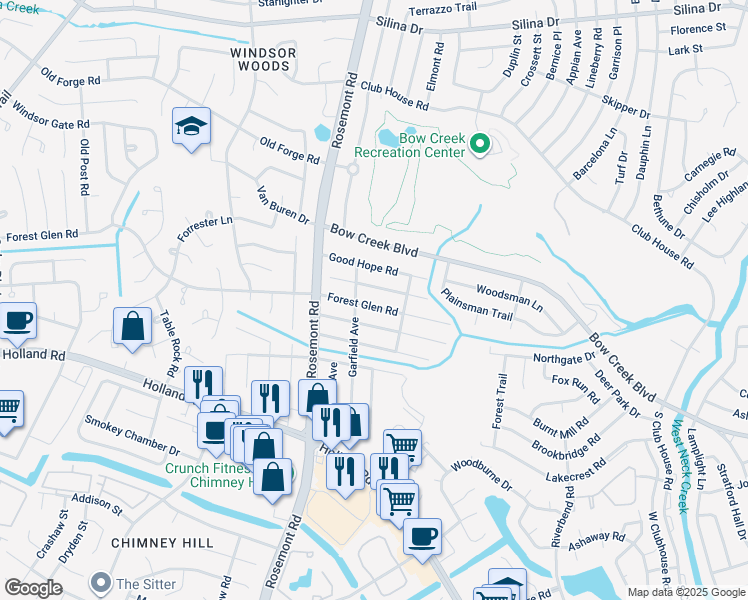 map of restaurants, bars, coffee shops, grocery stores, and more near 3528 Forest Glen Road in Virginia Beach