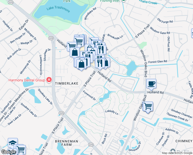 map of restaurants, bars, coffee shops, grocery stores, and more near 4217 South Plaza Trail in Virginia Beach