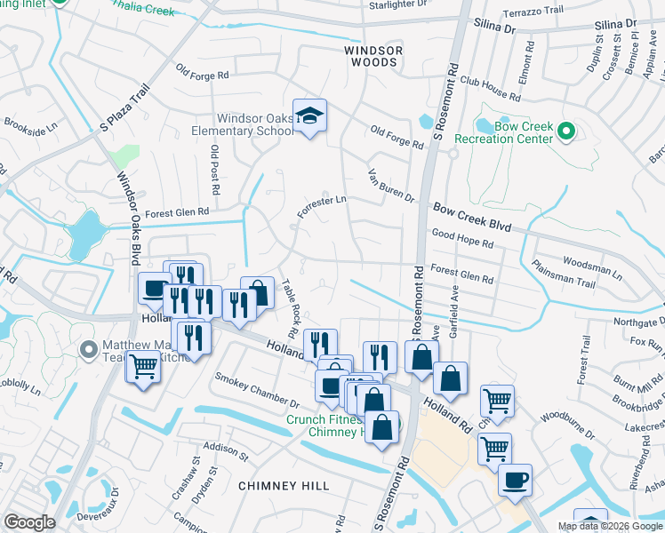 map of restaurants, bars, coffee shops, grocery stores, and more near 3700 Pine Grove Lane in Virginia Beach