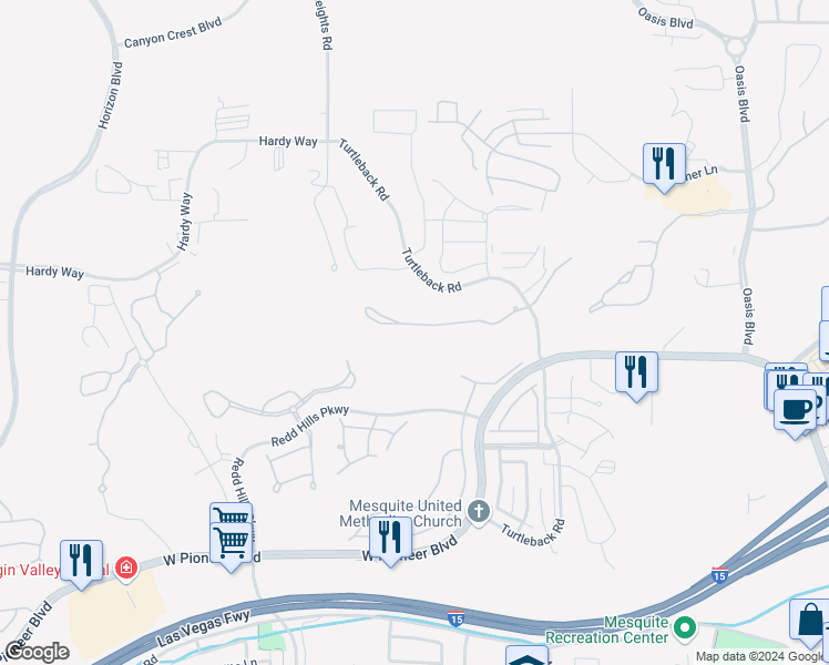 map of restaurants, bars, coffee shops, grocery stores, and more near 522 Via Ventana Drive in Mesquite