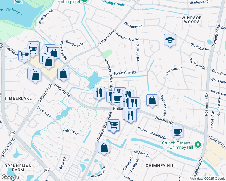 map of restaurants, bars, coffee shops, grocery stores, and more near 609 Chancery Square in Virginia Beach