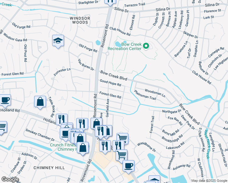 map of restaurants, bars, coffee shops, grocery stores, and more near 3525 Good Hope Road in Virginia Beach