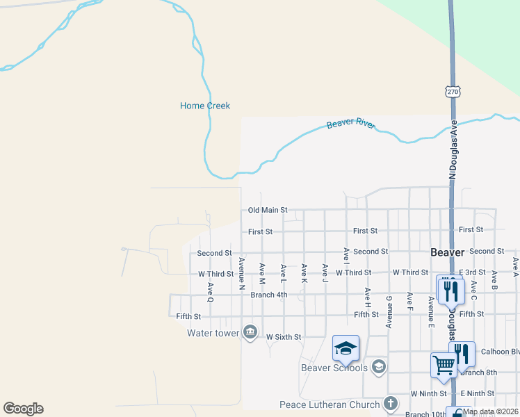 map of restaurants, bars, coffee shops, grocery stores, and more near 914 Old Main Street in Beaver