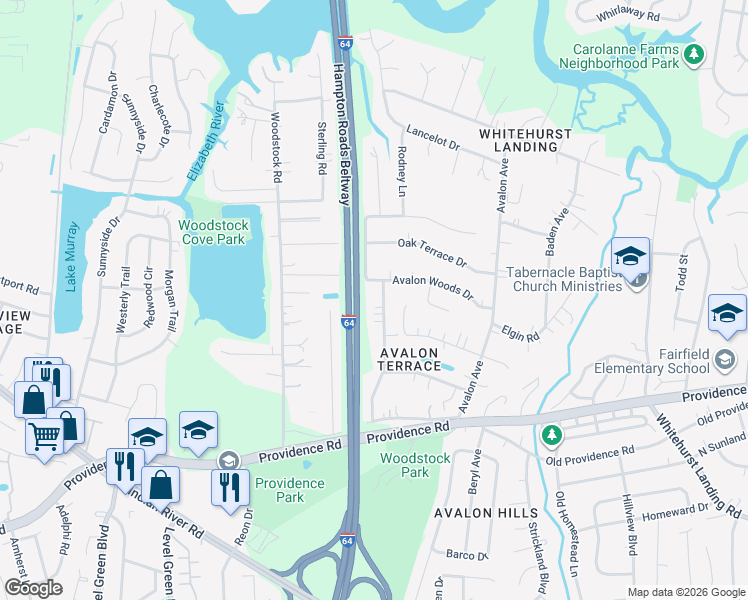 map of restaurants, bars, coffee shops, grocery stores, and more near 728 Chipstead Lane in Virginia Beach