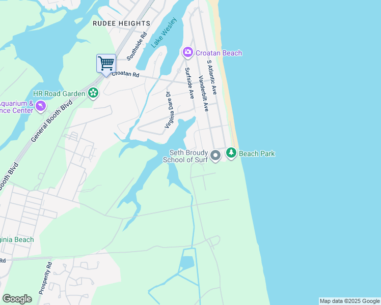 map of restaurants, bars, coffee shops, grocery stores, and more near 432 Maryland Court in Virginia Beach