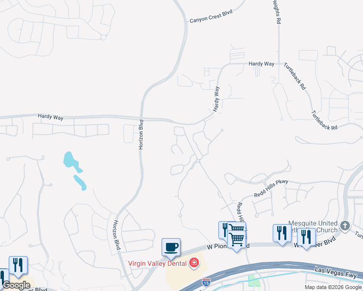 map of restaurants, bars, coffee shops, grocery stores, and more near 566 Salerno Circle in Mesquite