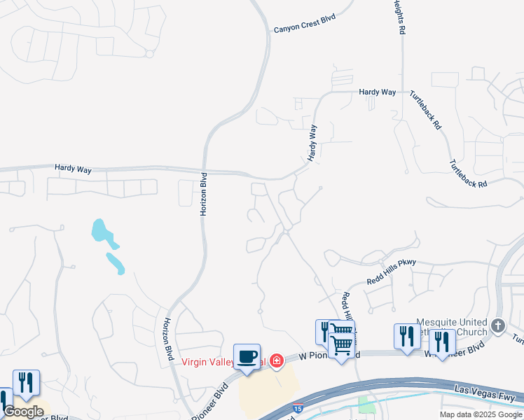 map of restaurants, bars, coffee shops, grocery stores, and more near 566 Salerno Circle in Mesquite