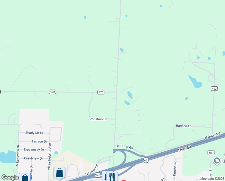 map of restaurants, bars, coffee shops, grocery stores, and more near 14027 County Road 413 in Dexter