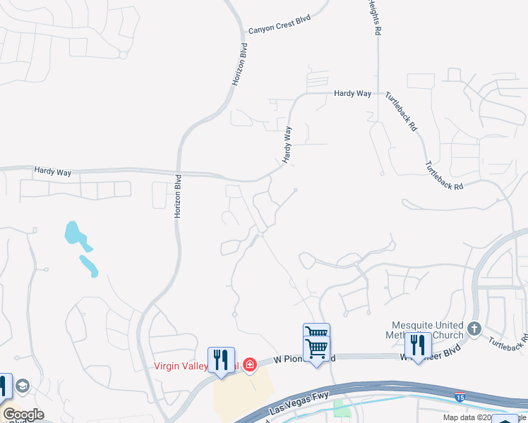 map of restaurants, bars, coffee shops, grocery stores, and more near 728 Hardy Way in Mesquite