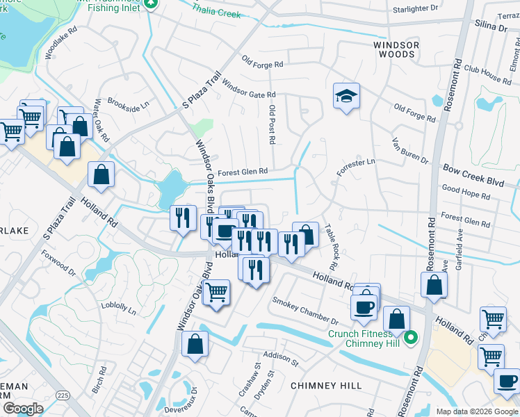 map of restaurants, bars, coffee shops, grocery stores, and more near 3792 Governors Way in Virginia Beach