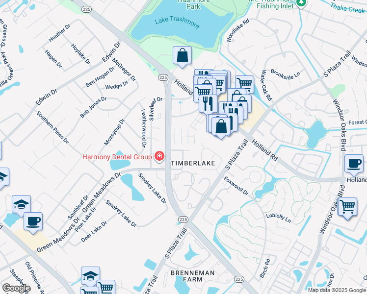 map of restaurants, bars, coffee shops, grocery stores, and more near 1420 Highnoon Place in Virginia Beach