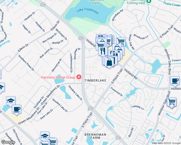 map of restaurants, bars, coffee shops, grocery stores, and more near 1420 Highnoon Place in Virginia Beach